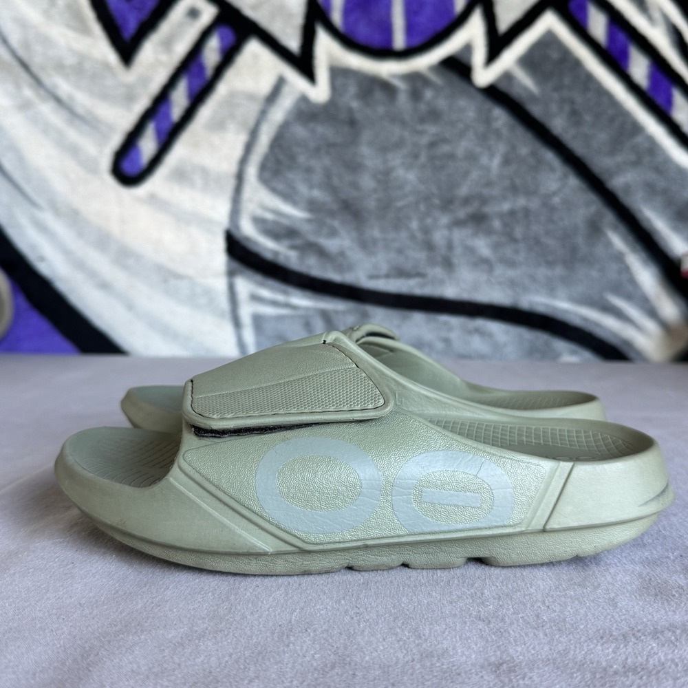 Size 7 - OOFOS Ooahh Sport Flex Women's Army Green Comfy Foam Sandal